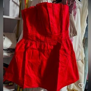 New! Day + Moon Strapless Red Mini Dress